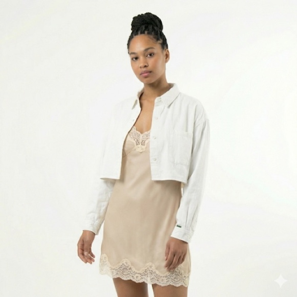 Gene Ewing Women’s Vintage Cropped Button Down White L